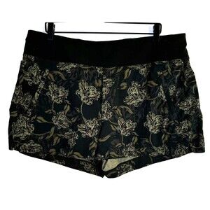 Athleta Womens 18 Ripstop Hiking Shorts Green Floral Print Trail Activewear